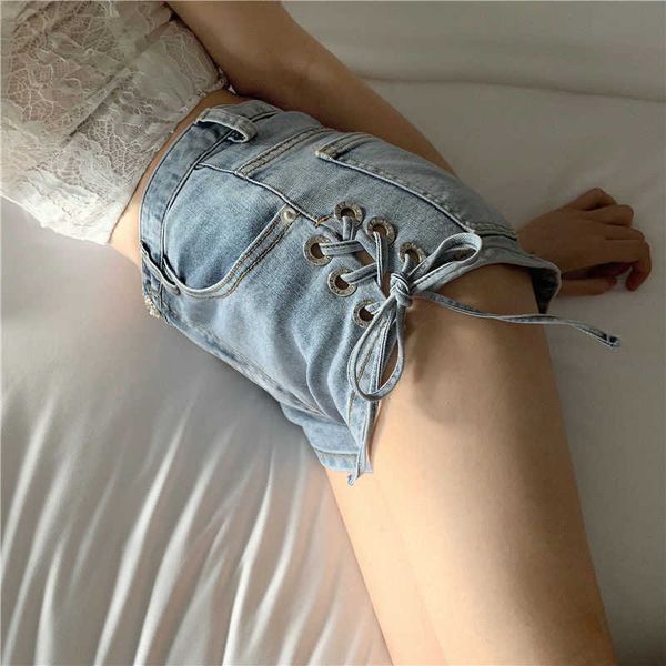 and nightcb bar high waist thin lace up denim shorts women's summer slim leg long stretch pants, Blue
and nightcb bar high waist thin lace up denim shorts women's summer slim leg long stretch pants, Blue