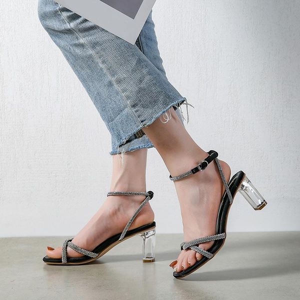 summer women block heels sandals ankle strap rhinestone square toe open high elegant dress party shoes, Black
summer women block heels sandals ankle strap rhinestone square toe open high elegant dress party shoes, Black