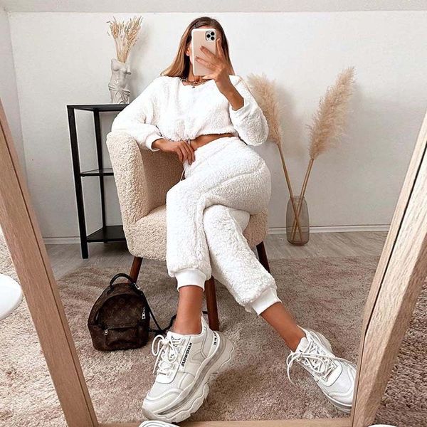 women's tracksuits 121005 fashion winter shaggy tracksuit women teddy two piece set casual cropped sweatshirt and sweatpants outfi, Gray
women's tracksuits 121005 fashion winter shaggy tracksuit women teddy two piece set casual cropped sweatshirt and sweatpants outfi, Gray