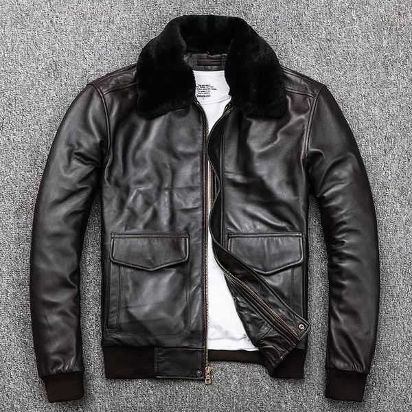 men's leather & faux zealand sheep skin jacket and cotton thickening male warm collars flight suit increased fertilizer, Black
men's leather & faux zealand sheep skin jacket and cotton thickening male warm collars flight suit increased fertilizer, Black