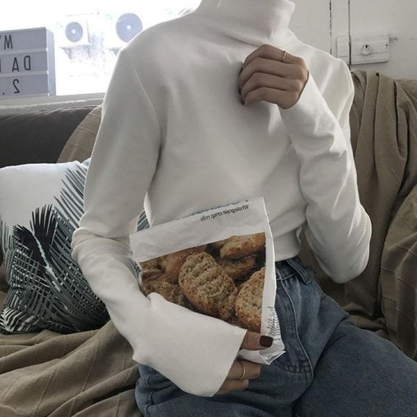 women's t-shirt cotton bottomed shirt female autumn winter long sleeve korean student slim fit versatile white with half
women's t-shirt cotton bottomed shirt female autumn winter long sleeve korean student slim fit versatile white with half