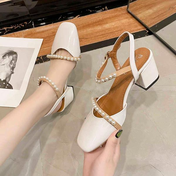 sandals shoes women 2021 fashion spring summer heels square toe elegant pearl female temperament high, Black
sandals shoes women 2021 fashion spring summer heels square toe elegant pearl female temperament high, Black
