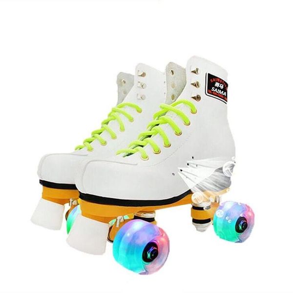 roller skates sport skating shoes double line woman man white with 4 pu flash wheels patines inline &
roller skates sport skating shoes double line woman man white with 4 pu flash wheels patines inline &
