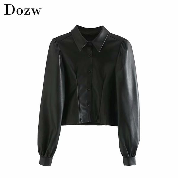 fashion women pu leather black blouse puff long sleeve elegant shirt pleated turn down collar stylish ladies roupa feminina 210414, White
fashion women pu leather black blouse puff long sleeve elegant shirt pleated turn down collar stylish ladies roupa feminina 210414, White