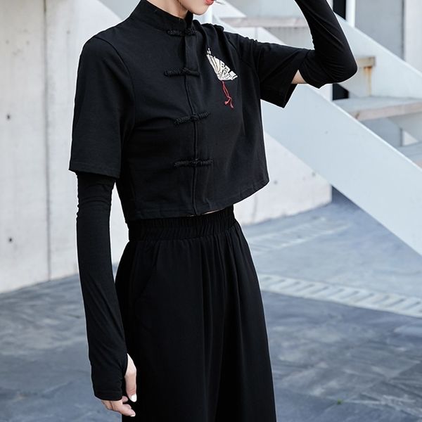 chinese style element fan print harujuku black t-shirt women asian streetwear bottons cheongsam crop 11374, Red
chinese style element fan print harujuku black t-shirt women asian streetwear bottons cheongsam crop 11374, Red