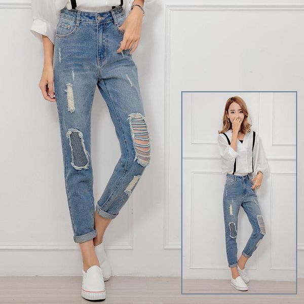 fashion smashing hole jeans women distressed vintage streetwear clothing student ankle-length pants female women's, Blue
fashion smashing hole jeans women distressed vintage streetwear clothing student ankle-length pants female women's, Blue