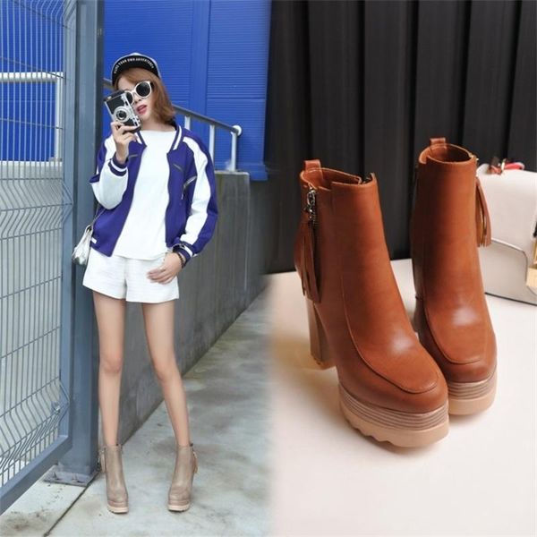 boots autumn and winter women's shoes british style korean versatile waterproof platform super high heel thick, Black
boots autumn and winter women's shoes british style korean versatile waterproof platform super high heel thick, Black