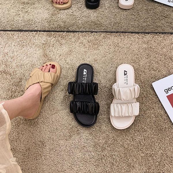 celebrity pleated cross band women slippers flat summer beach shoes woman sandals flip flops outside double belt slides femme, Black
celebrity pleated cross band women slippers flat summer beach shoes woman sandals flip flops outside double belt slides femme, Black