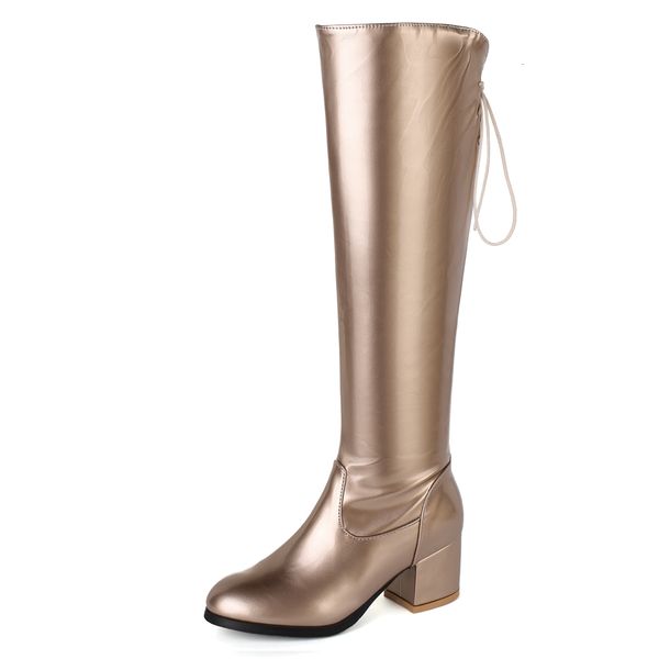 dress shoes bright leather champagne gold square heel knee-length boots waterproof thick lace-up silver high fashion zipper ixcf, Black
dress shoes bright leather champagne gold square heel knee-length boots waterproof thick lace-up silver high fashion zipper ixcf, Black