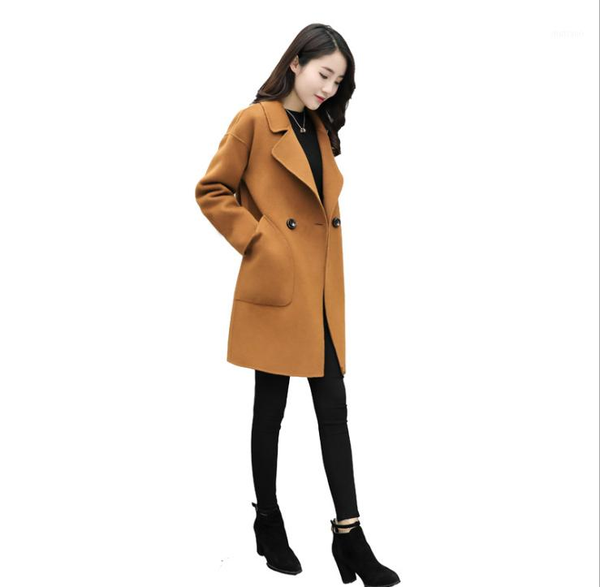 women's wool & blends autumn and winter woolen coat mid-length korean style large size loose, Black
women's wool & blends autumn and winter woolen coat mid-length korean style large size loose, Black
