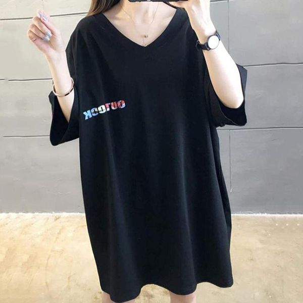 women's t-shirt women t shirt summer casual solid colorprint short sleeve loose long fashion femme shirts female clothes, White
women's t-shirt women t shirt summer casual solid colorprint short sleeve loose long fashion femme shirts female clothes, White