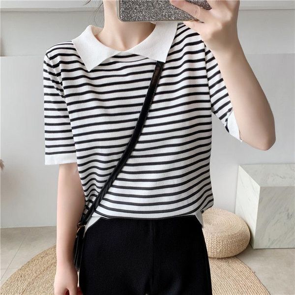 spring and summer women's sports leisure ice silk knitted striped short-sleeved fashion t-shirt two-piece suit two piece pants, White
spring and summer women's sports leisure ice silk knitted striped short-sleeved fashion t-shirt two-piece suit two piece pants, White