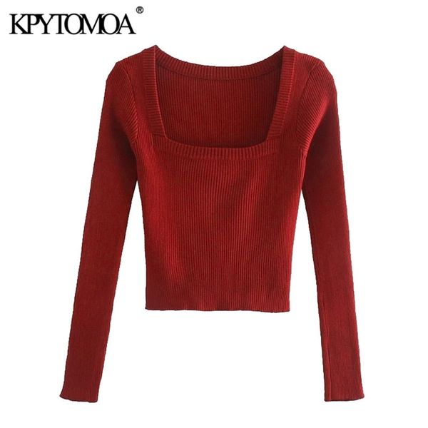 women fashion stretch slim cropped knitted sweater square collar long sleeve female pullovers chic 210420, White;black
women fashion stretch slim cropped knitted sweater square collar long sleeve female pullovers chic 210420, White;black