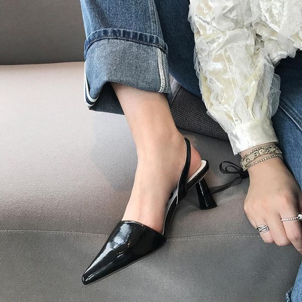 dress shoes elegant women sandals pumps pointed toe back strap elastic band high heels woman party wedding slides, Black
dress shoes elegant women sandals pumps pointed toe back strap elastic band high heels woman party wedding slides, Black