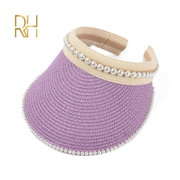 wide brim hats 2021 women summer straw empty hat elegant pearl sun visor uv protection female vacation beach, Blue;gray 
wide brim hats 2021 women summer straw empty hat elegant pearl sun visor uv protection female vacation beach, Blue;gray