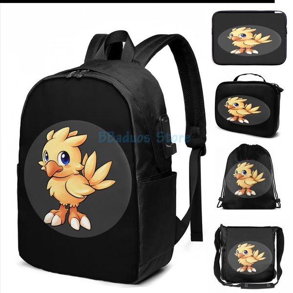 funny graphic print chocobo usb charge backpack men school bags women bag travel laptop
funny graphic print chocobo usb charge backpack men school bags women bag travel laptop