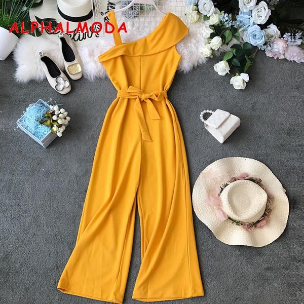 women's jumpsuits & rompers alphalmoda single shoulder ladies solid high waist sashes women summer candy color fashion sleeveless casua, Black;white
women's jumpsuits & rompers alphalmoda single shoulder ladies solid high waist sashes women summer candy color fashion sleeveless casua, Black;white