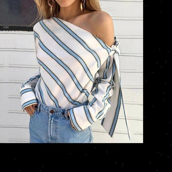 summer arrival women blouses casual loose striped off shoulder long sleeve blouse bowknot drop, White
summer arrival women blouses casual loose striped off shoulder long sleeve blouse bowknot drop, White