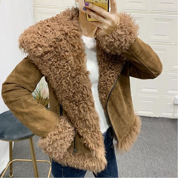 women's fur & faux rf1923b genuine leather suede real sheep coat woman fashion winter natural jacket for ladies, Black
women's fur & faux rf1923b genuine leather suede real sheep coat woman fashion winter natural jacket for ladies, Black