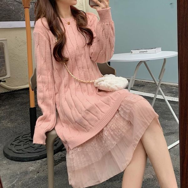 casual dresses korean version japanese dress year all-match lazy western style lace stitching round neck long sleeve sweater sweet, Black;gray
casual dresses korean version japanese dress year all-match lazy western style lace stitching round neck long sleeve sweater sweet, Black;gray