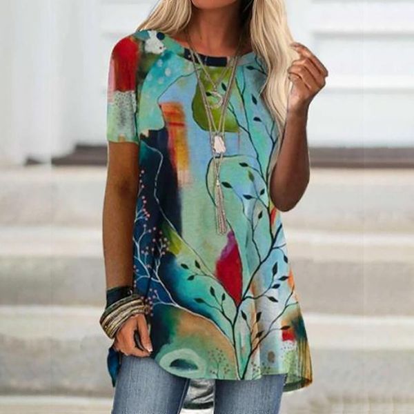 women's blouses & shirts summer o-neck loose casual print short sleeve bluses for women clothing female blusas top, White
women's blouses & shirts summer o-neck loose casual print short sleeve bluses for women clothing female blusas top, White