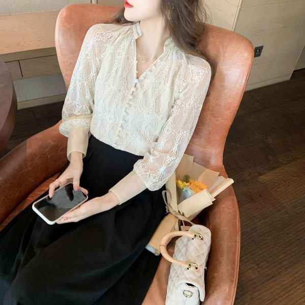 women's blouses & shirts coigarsam blouse women autumn 2021 french style long sleeve chiffon lace v-neck apricot blusas womens and, White
women's blouses & shirts coigarsam blouse women autumn 2021 french style long sleeve chiffon lace v-neck apricot blusas womens and, White