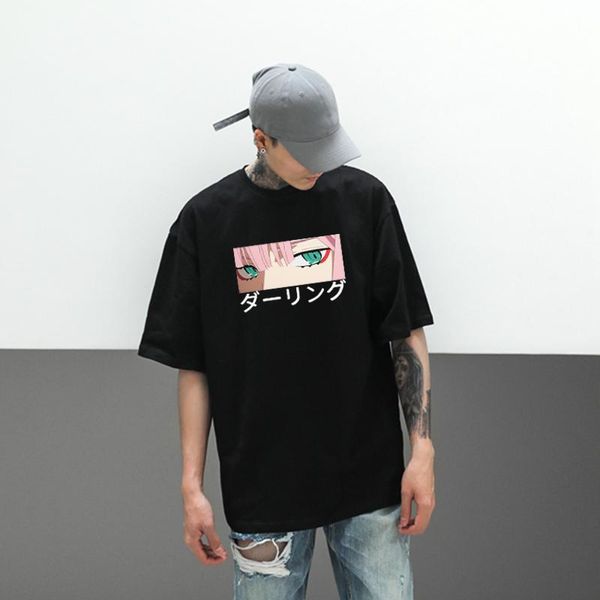 men's t-shirts black white men tshirt darling in the franxx anime harajuku zero two print t shirt loose short-sleeve chic male t-shirt, White;black
men's t-shirts black white men tshirt darling in the franxx anime harajuku zero two print t shirt loose short-sleeve chic male t-shirt, White;black