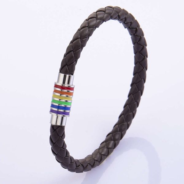 hand catenary selling gay woven leather bracelet rainbow colorful fashion copper magnetic buckle jewelry, Black
hand catenary selling gay woven leather bracelet rainbow colorful fashion copper magnetic buckle jewelry, Black