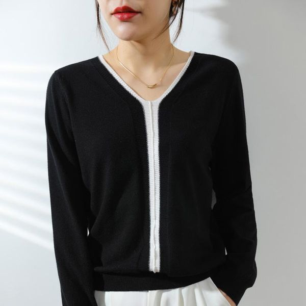 women's sweaters sweater spring v-neck pullover full sleeves short casual stylish patchwork jacket breathable soft knitwear, White;black
women's sweaters sweater spring v-neck pullover full sleeves short casual stylish patchwork jacket breathable soft knitwear, White;black