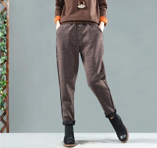 women's pants & capris autumn winter retro women thicker warm loose mori girl elastic waist pocket solid color ladies blended, Black;white
women's pants & capris autumn winter retro women thicker warm loose mori girl elastic waist pocket solid color ladies blended, Black;white