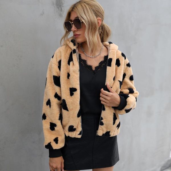 women's jackets warm winter faux fur coat and women love heart print turn down collar zipper up loose hooded ladies 2021 d4, Black;brown
women's jackets warm winter faux fur coat and women love heart print turn down collar zipper up loose hooded ladies 2021 d4, Black;brown