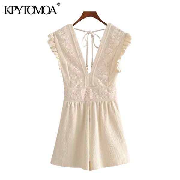 women chic fashion lace patchwork playsuits vintage v neck sleeveless backless tied female short jumpsuits mujer 210421, Black;white
women chic fashion lace patchwork playsuits vintage v neck sleeveless backless tied female short jumpsuits mujer 210421, Black;white