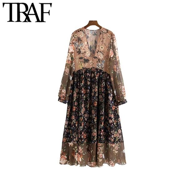 women vintage elegant floral print chiffon midi dress v neck long sleeve see through chic ladies dresses vestidos mujer 210507, Black;gray
women vintage elegant floral print chiffon midi dress v neck long sleeve see through chic ladies dresses vestidos mujer 210507, Black;gray
