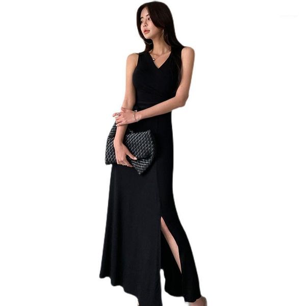 casual dresses black sleeveless summer korean style high waist slim v-neck drawstring long maxi for women robes t0175, Black;gray
casual dresses black sleeveless summer korean style high waist slim v-neck drawstring long maxi for women robes t0175, Black;gray