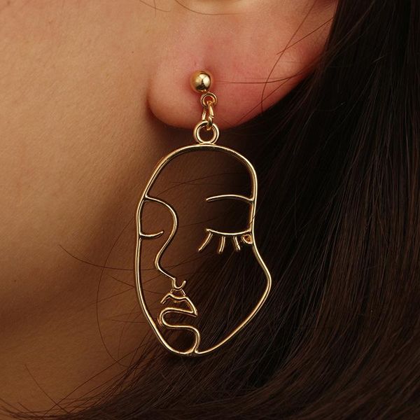 dangle & chandelier personality hollow out face gold earrings unique design girls statement long drop fashion women jewelry, Silver
dangle & chandelier personality hollow out face gold earrings unique design girls statement long drop fashion women jewelry, Silver