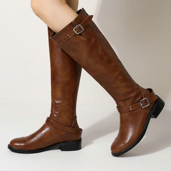 boots 2021 women knee high square low heels winter keep warm ladies buckle motorcycle shoes large size 34-43, Black 
boots 2021 women knee high square low heels winter keep warm ladies buckle motorcycle shoes large size 34-43, Black