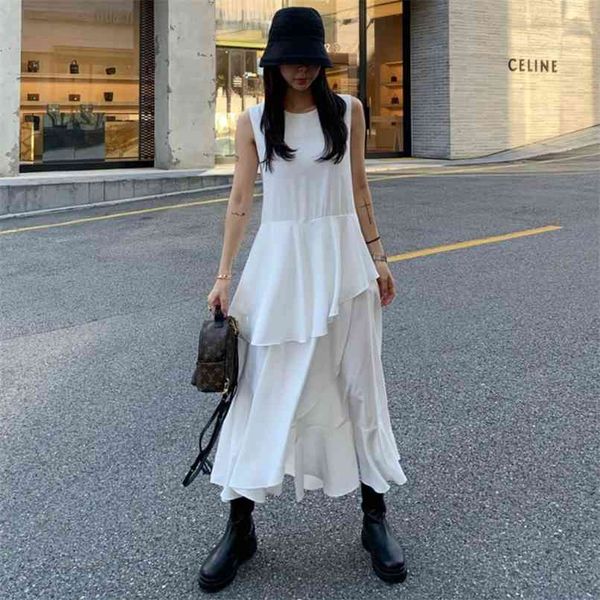 irregular spot south korea chic sleeveless render relaxed falbala long dress 210520, Black;gray
irregular spot south korea chic sleeveless render relaxed falbala long dress 210520, Black;gray