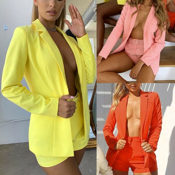 fashion womens set pure color casual long sleeve blazer turn-down collar coat and shorts two pieces sets, White
fashion womens set pure color casual long sleeve blazer turn-down collar coat and shorts two pieces sets, White