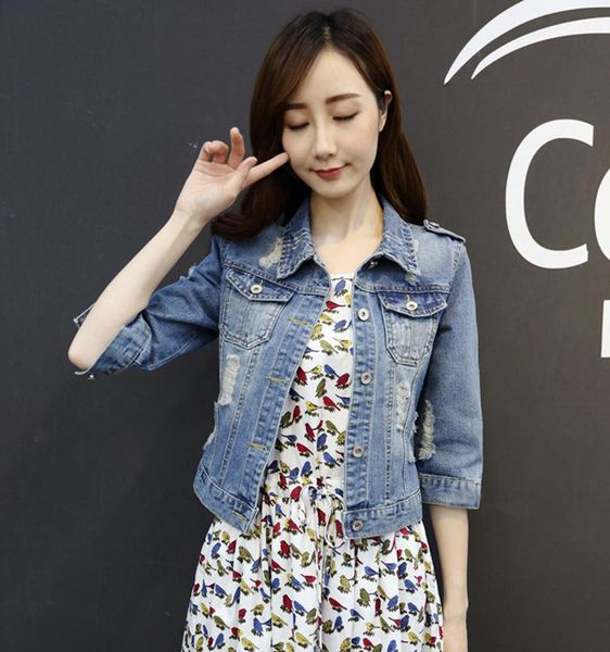 women's jackets korean style spring summer three quarter sleeve women denim jacket short jeans turn down collar button outwear, Black;brown
women's jackets korean style spring summer three quarter sleeve women denim jacket short jeans turn down collar button outwear, Black;brown