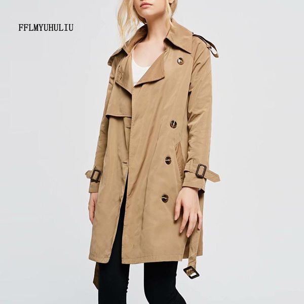 women's trench coats autumn lapel coat solid color long-sleeved double-breasted belt decorative windbreaker casual slim, Tan;black
women's trench coats autumn lapel coat solid color long-sleeved double-breasted belt decorative windbreaker casual slim, Tan;black