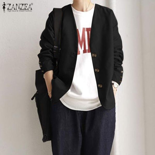 fashion v neck blazers autumn elegant office blazer zanzea women long sleeve jackets female thin coat plus size 5xl women's suits &, White;black 
fashion v neck blazers autumn elegant office blazer zanzea women long sleeve jackets female thin coat plus size 5xl women's suits &, White;black