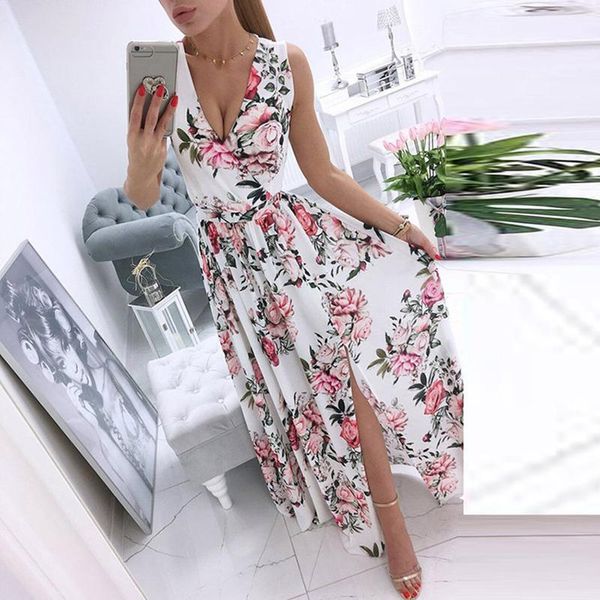 casual dresses elegant printed long skirt ladies summer deep v neck sleeveless dress side slit beach, Black;gray
casual dresses elegant printed long skirt ladies summer deep v neck sleeveless dress side slit beach, Black;gray