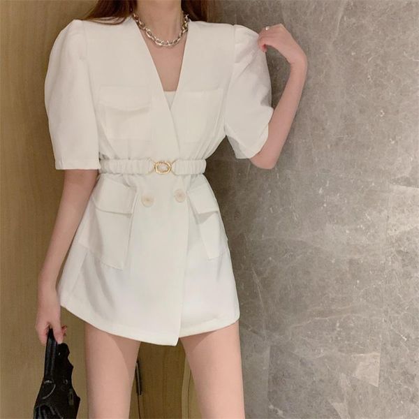 women's suits & blazers loose-fitting summer v-neck retro jackets 2021 streetwear chic elegant femme vintage women ol coats, White;black
women's suits & blazers loose-fitting summer v-neck retro jackets 2021 streetwear chic elegant femme vintage women ol coats, White;black