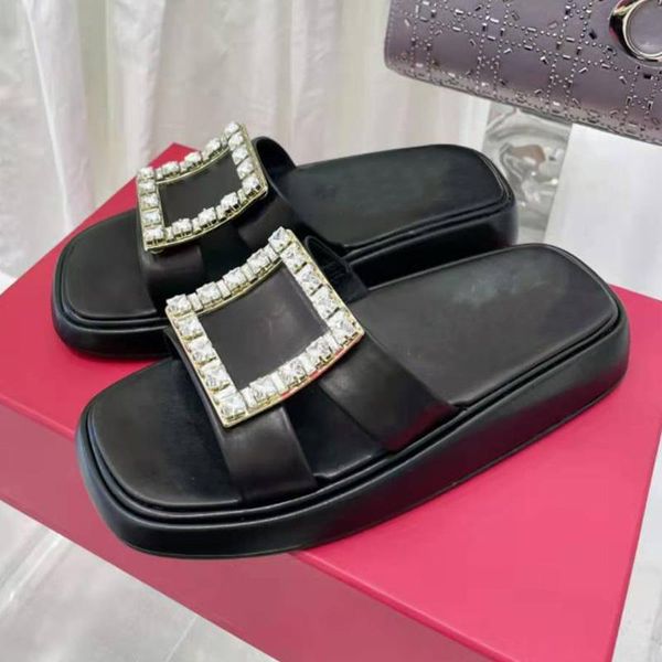 slippers 2021 rhinestone sandals women open toe diamond square decor real leather thick bottom flat shoes woman fashion beach, Black
slippers 2021 rhinestone sandals women open toe diamond square decor real leather thick bottom flat shoes woman fashion beach, Black