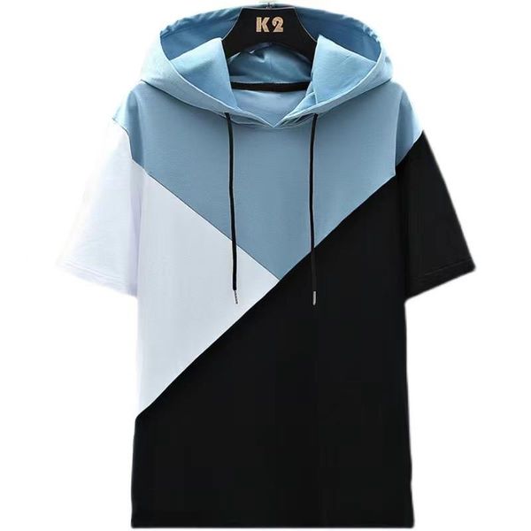 men's hoodies & sweatshirts 2021 summer t-shirts hip hop hoodie casual short sleeve stitching style distribution o-neck hooded sweatshi, Black
men's hoodies & sweatshirts 2021 summer t-shirts hip hop hoodie casual short sleeve stitching style distribution o-neck hooded sweatshi, Black