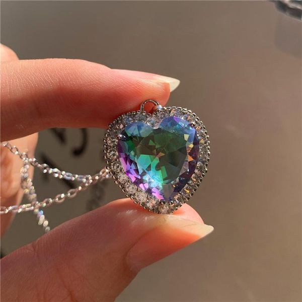 pendant necklaces dainty love heart necklace luxury female rainbow zircon chain vintage silver color wedding for women
pendant necklaces dainty love heart necklace luxury female rainbow zircon chain vintage silver color wedding for women