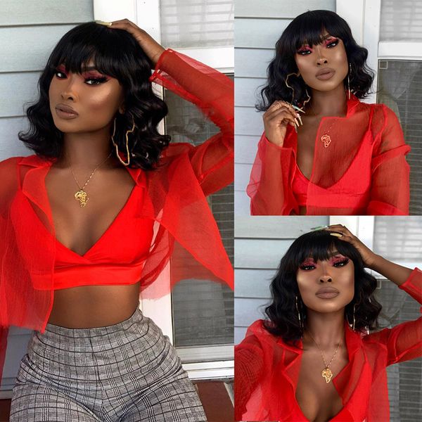 short bob wavy body wave wigs with bangs color 1b natural wave 8 10 12 14 16inchfactory direct, Black
short bob wavy body wave wigs with bangs color 1b natural wave 8 10 12 14 16inchfactory direct, Black