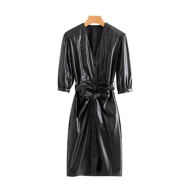 casual dresses british temperament glossy leather v-neck lace dress fashion pleated midi retro puff sleeve button agent handsome ol, Black;gray
casual dresses british temperament glossy leather v-neck lace dress fashion pleated midi retro puff sleeve button agent handsome ol, Black;gray