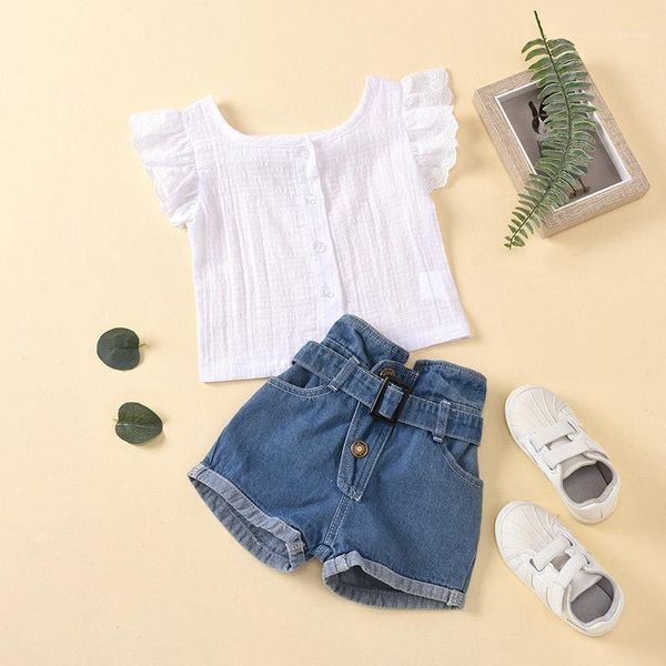clothing sets lace sleeve solid color pattern road + open pocket denim shorts girls set, White
clothing sets lace sleeve solid color pattern road + open pocket denim shorts girls set, White