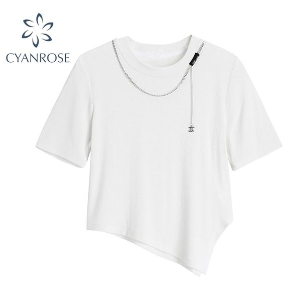 streetwear basic chains irrgular t-shirt women korean style simple short sleeve tee summer fashion crop female 210515, White
streetwear basic chains irrgular t-shirt women korean style simple short sleeve tee summer fashion crop female 210515, White
